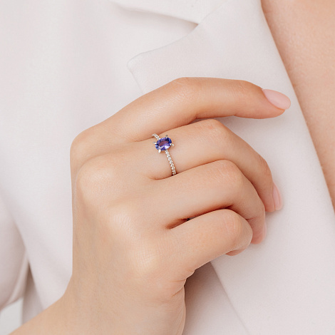Inel din aur roșu cu pietre Diamant, Safir