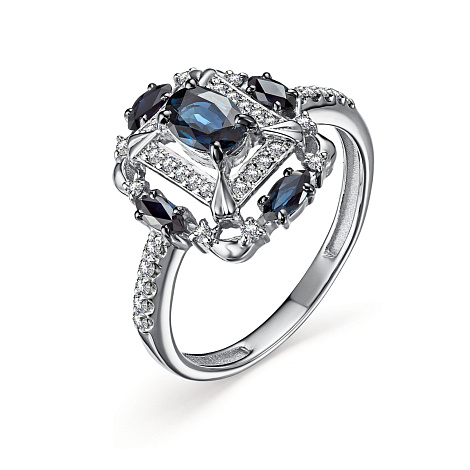 Inel din aur alb cu pietre Diamant, Safir