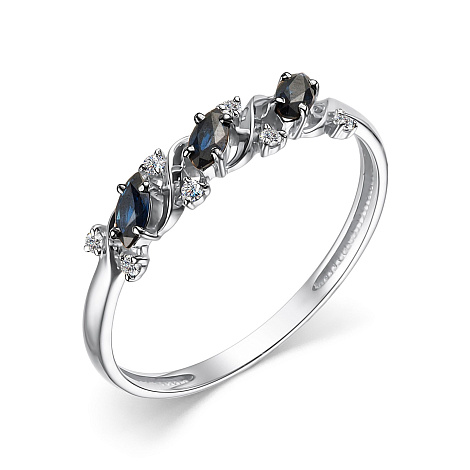 Inel din aur alb cu pietre Diamant, Safir