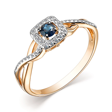 Inel din aur roșu cu pietre Diamant, Safir