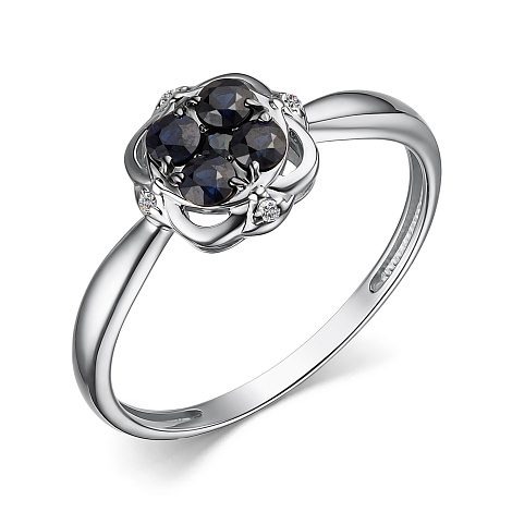 Inel din aur alb cu pietre Diamant, Safir