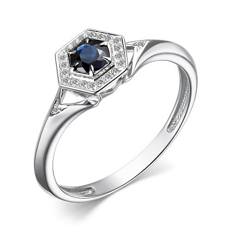 Inel din aur alb cu pietre Diamant, Safir