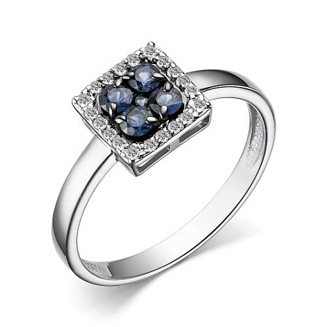 Inel din aur alb cu pietre Diamant, Safir