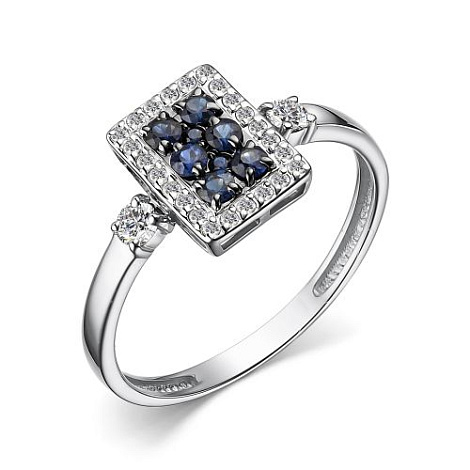 Inel din aur alb cu pietre Diamant, Safir