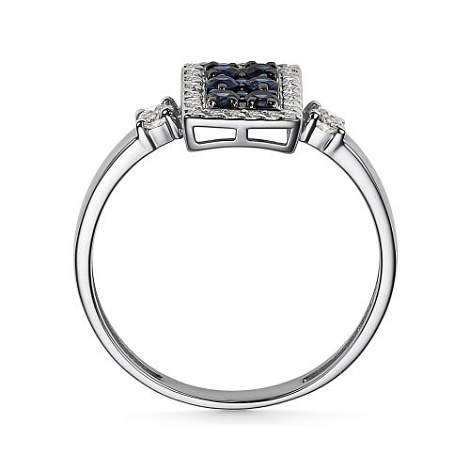 Inel din aur alb cu pietre Diamant, Safir