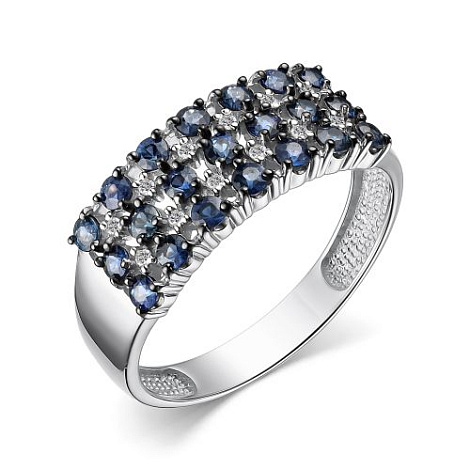Inel din aur alb cu pietre Diamant, Safir