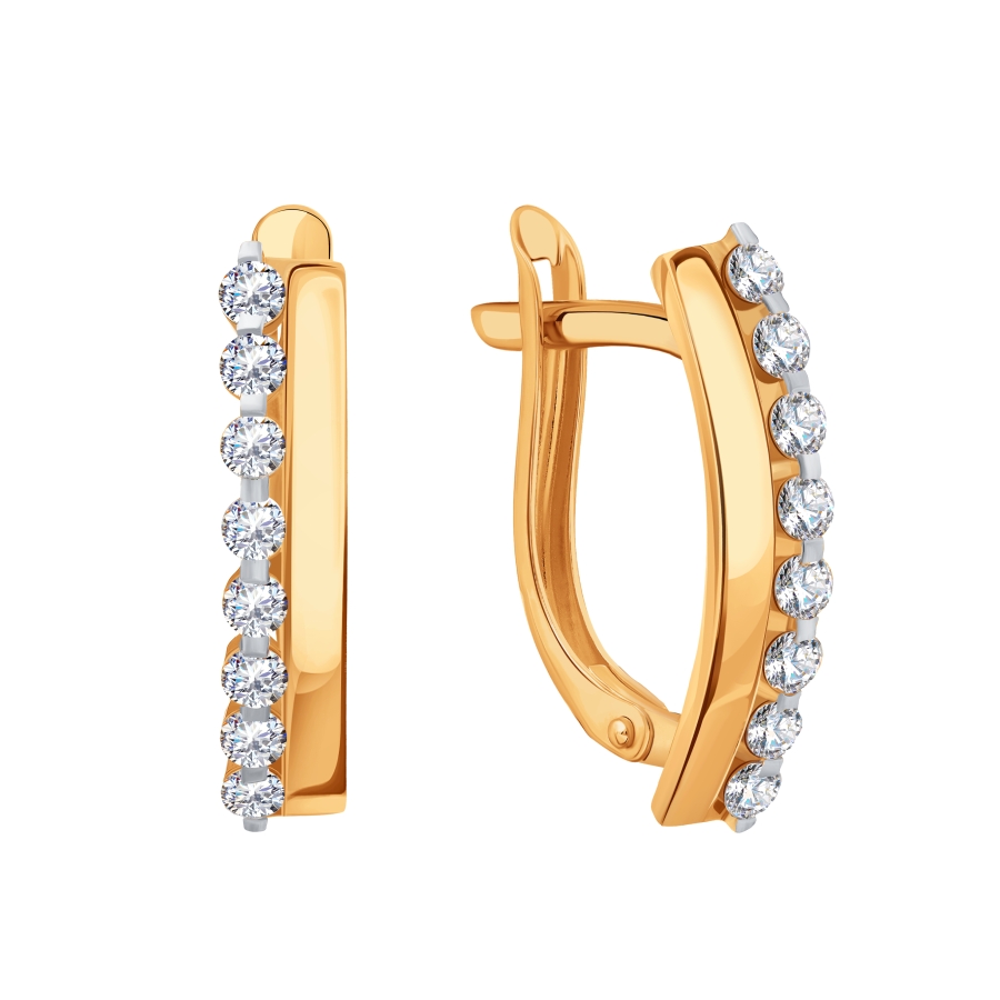 Cercei din aur roșu cu pietre Cubic zirconia