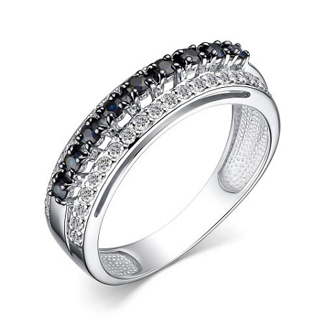 Inel din aur alb cu pietre Diamant, Safir