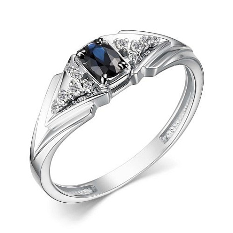 Inel din aur alb cu pietre Diamant, Safir