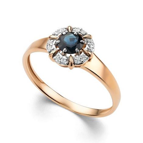 Inel din aur roșu cu pietre Diamant, Safir