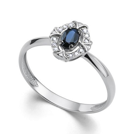 Inel din aur alb cu pietre Diamant, Safir