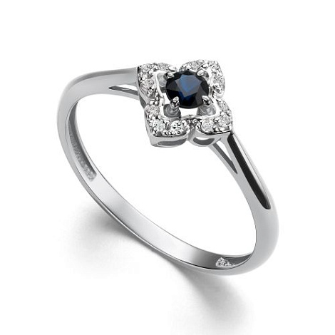 Inel din aur alb cu pietre Diamant, Safir