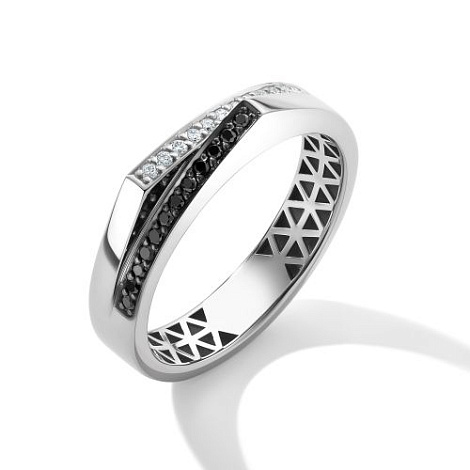 Inel din aur alb cu pietre Diamant negru, Diamant