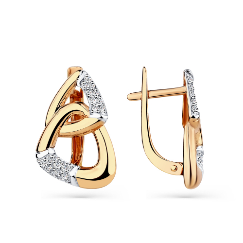 Cercei din aur roșu cu pietre Cubic zirconia
