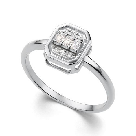 Inel din aur alb cu pietre Diamant