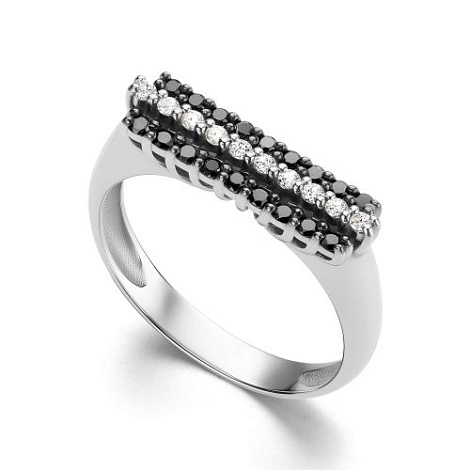Inel din aur alb cu pietre Diamant negru, Diamant