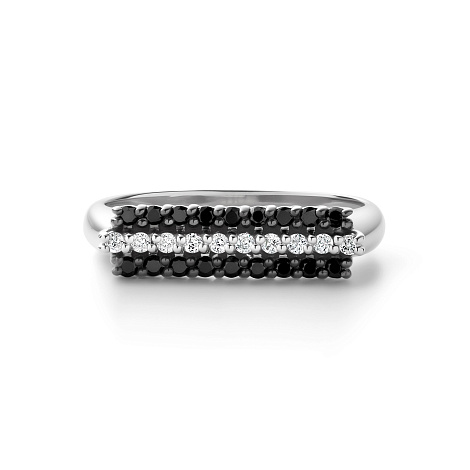 Inel din aur alb cu pietre Diamant negru, Diamant