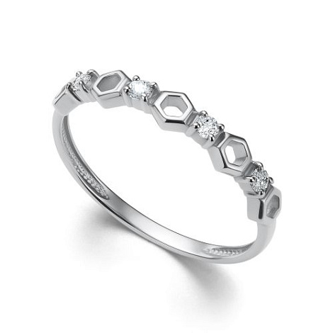 Inel din aur alb cu pietre Diamant