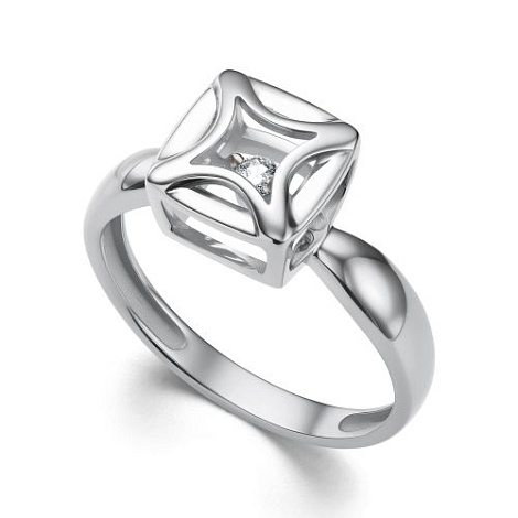 Inel din aur alb cu pietre Diamant
