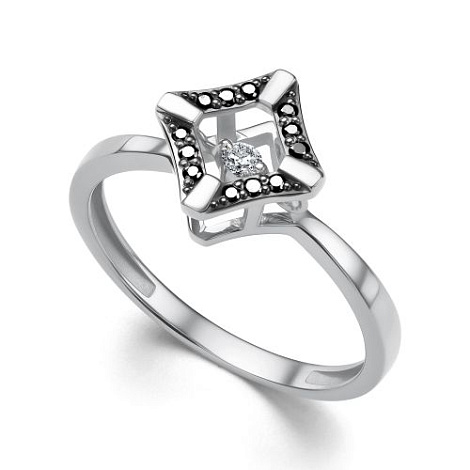 Inel din aur alb cu pietre Diamant, Diamant negru