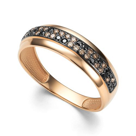 Inel din aur roșu cu pietre Diamant negru, Diamant Cognac