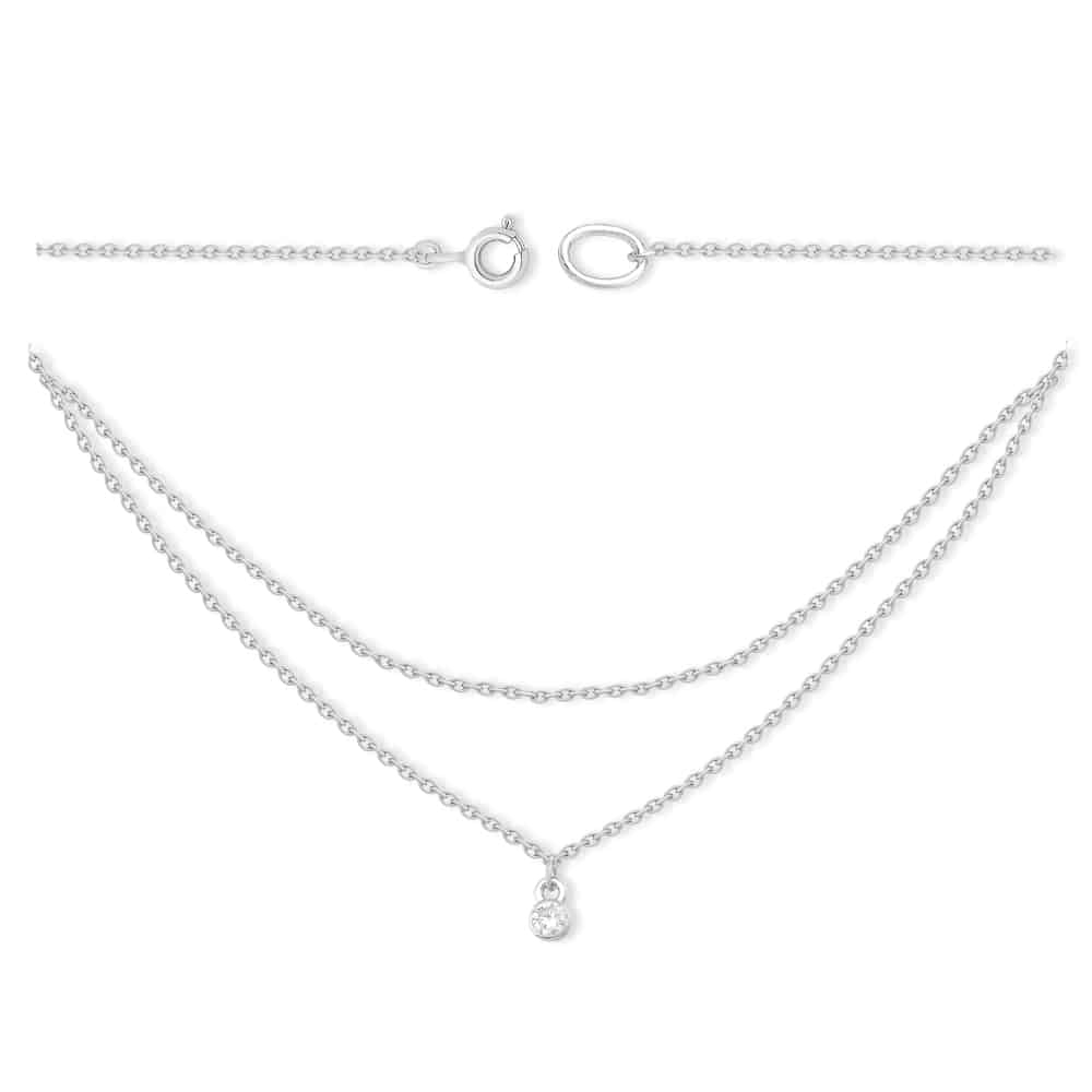 Colier din argint  cu pietre Cubic Zirconia Incolor