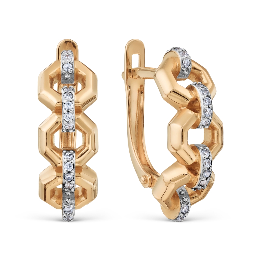Cercei din aur roșu cu pietre Cubic Zirconia Incolor