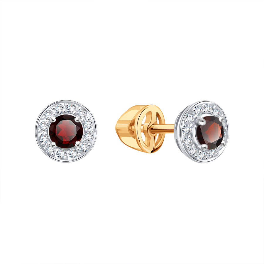 Cercei Pusete din aur roșu cu pietre Cubic zirconia, Granat