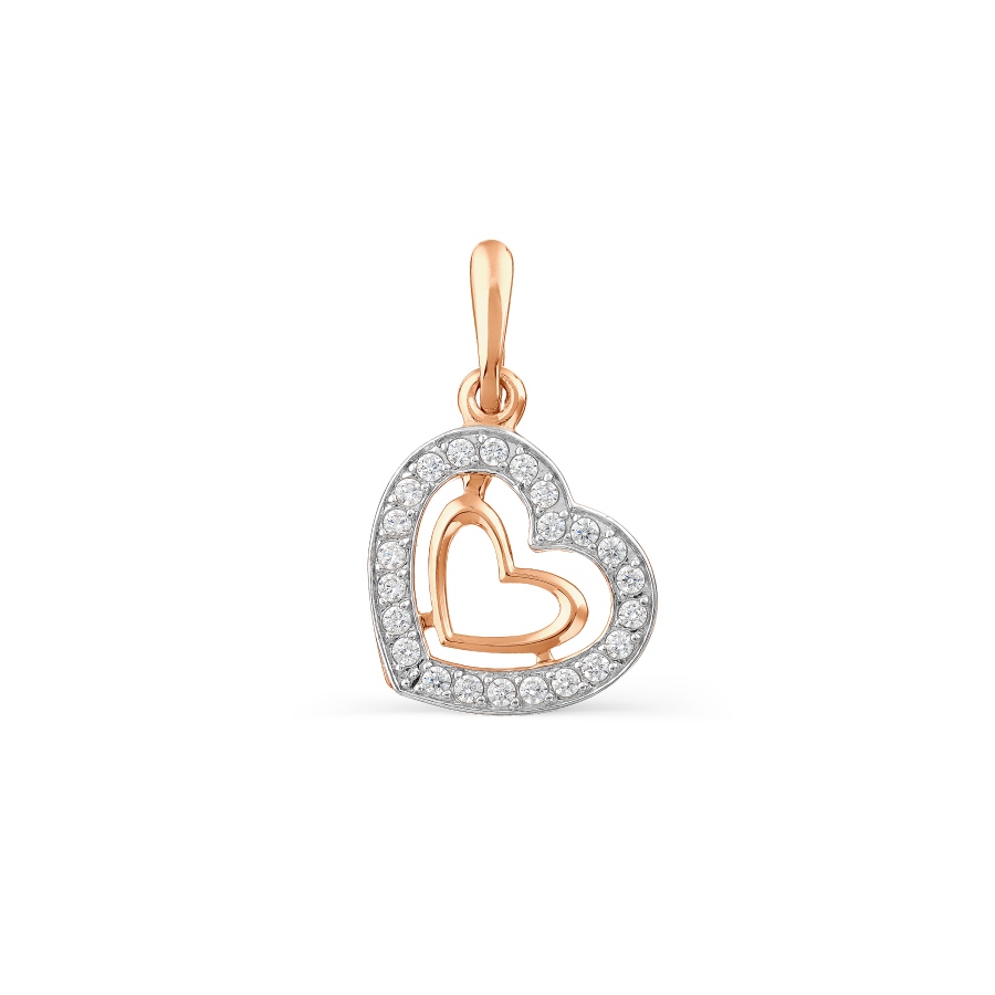 Pandantiv din aur roșu cu pietre Cubic Zirconia Incolor