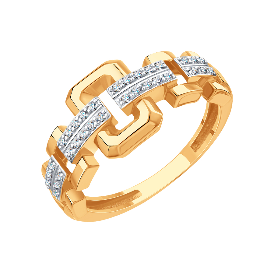 Inel din aur roșu cu pietre Cubic Zirconia Incolor