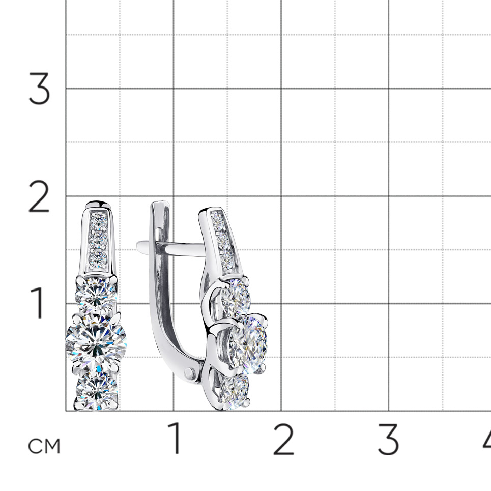 Cercei din aur alb cu pietre Cubic Zirconia Incolor