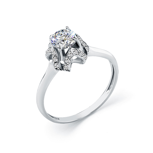 Inel din aur alb cu pietre Cubic zirconia
