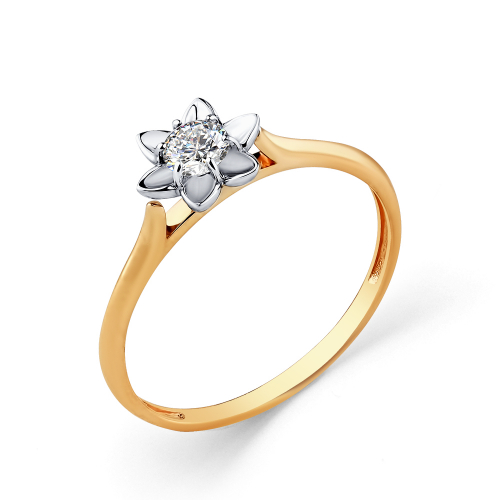 Inel din aur roșu cu pietre Cubic Zirconia Incolor