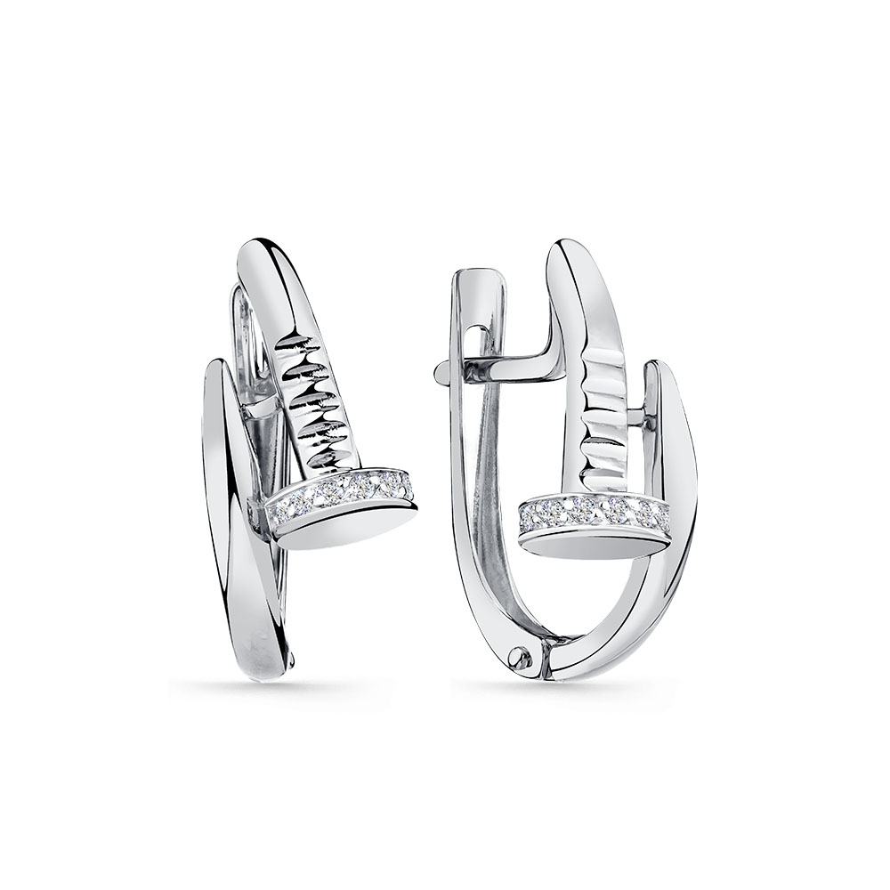 Cercei din aur alb cu pietre Cubic Zirconia Incolor