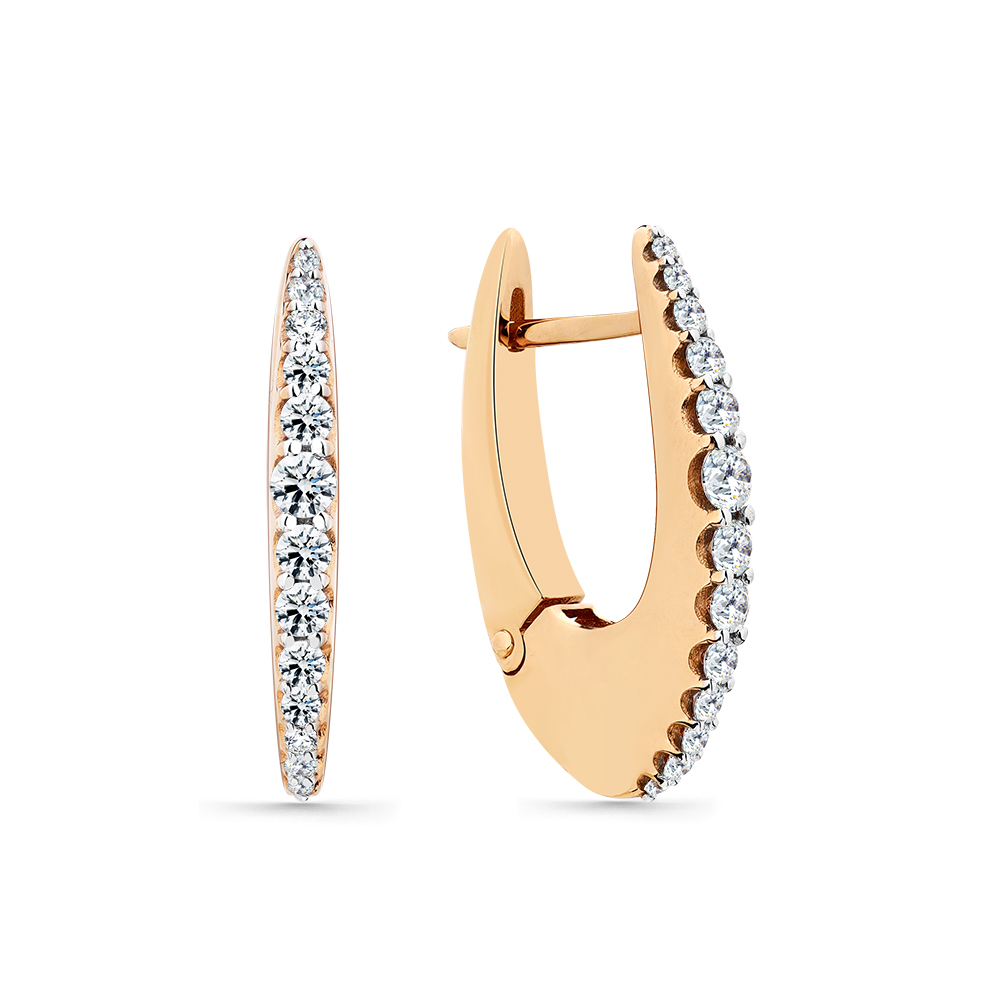 Cercei din aur roșu cu pietre Cubic Zirconia Incolor
