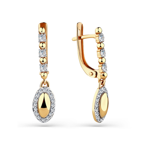 Cercei Suspendați din aur roșu cu pietre Cubic Zirconia Incolor