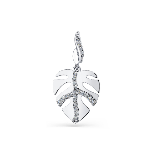 Pandantiv din aur alb cu pietre Cubic Zirconia Incolor