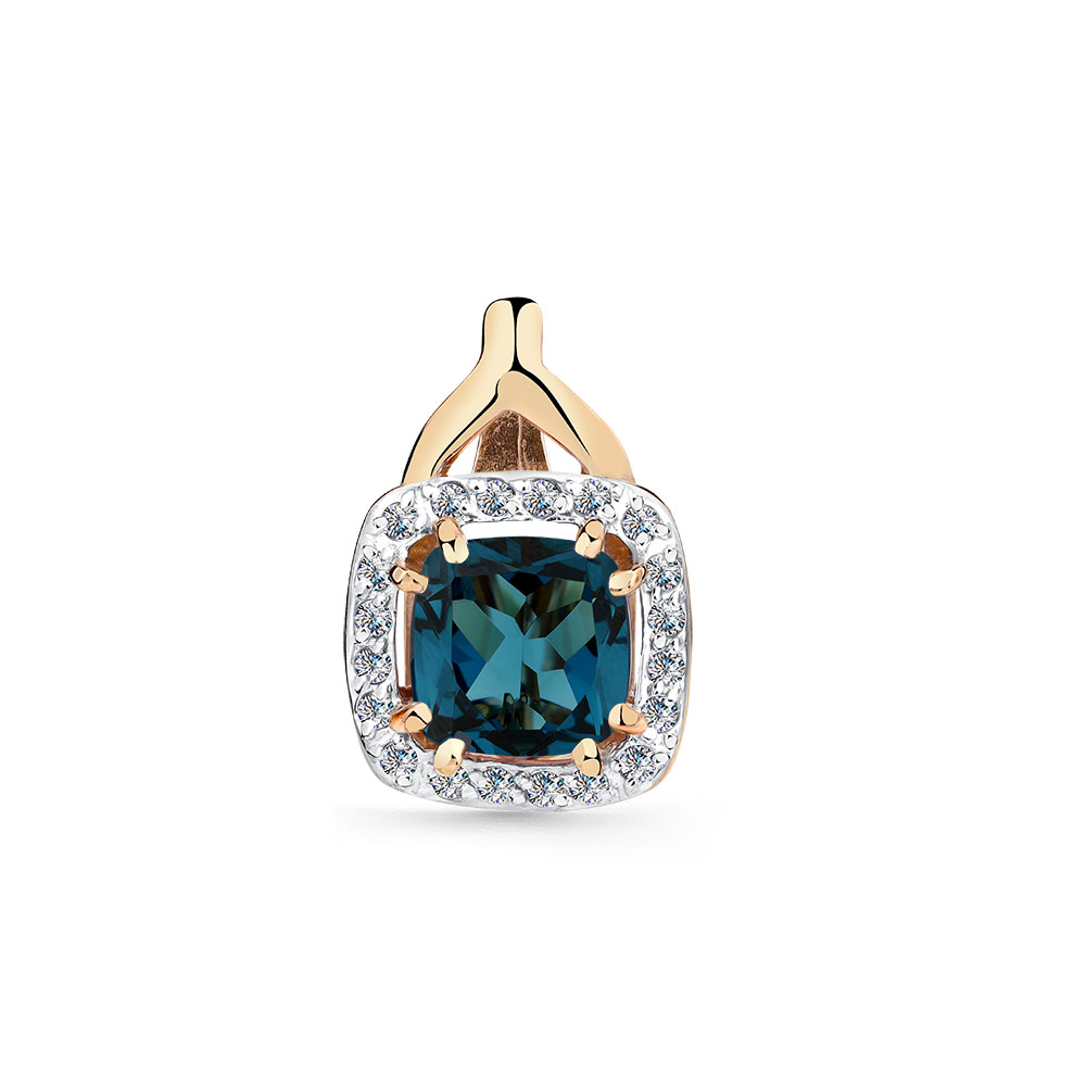 Pandantiv din aur roșu cu pietre Cubic Zirconia Incolor, Topaz London sital