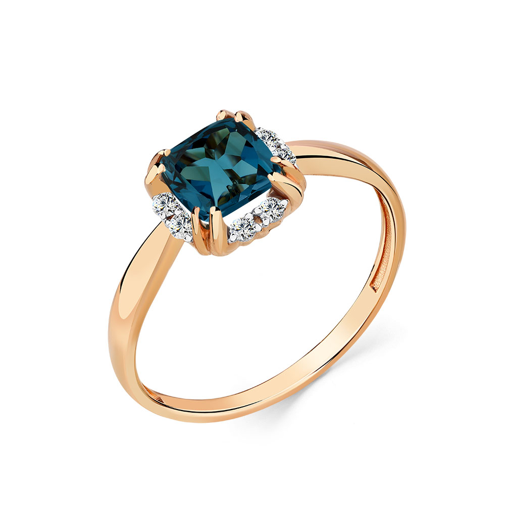 Inel din aur roșu cu pietre Cubic Zirconia Incolor, Topaz London sital