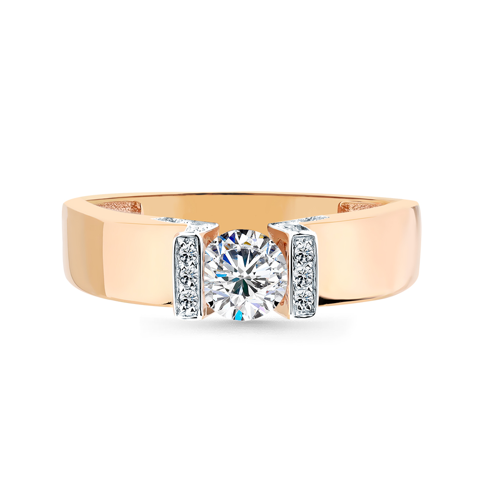 Inel din aur roșu cu pietre Cubic Zirconia Incolor