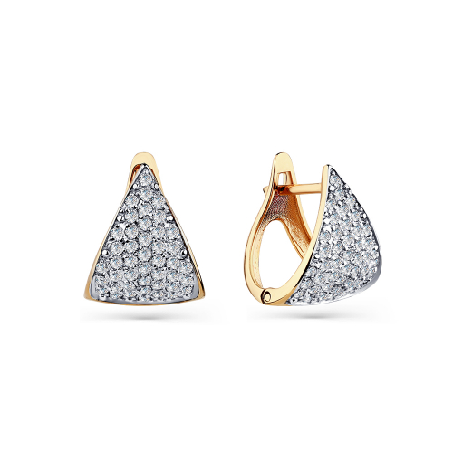 Cercei din aur roșu cu pietre Cubic Zirconia Incolor