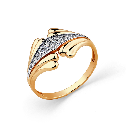 Inel din aur roșu cu pietre Cubic Zirconia Incolor