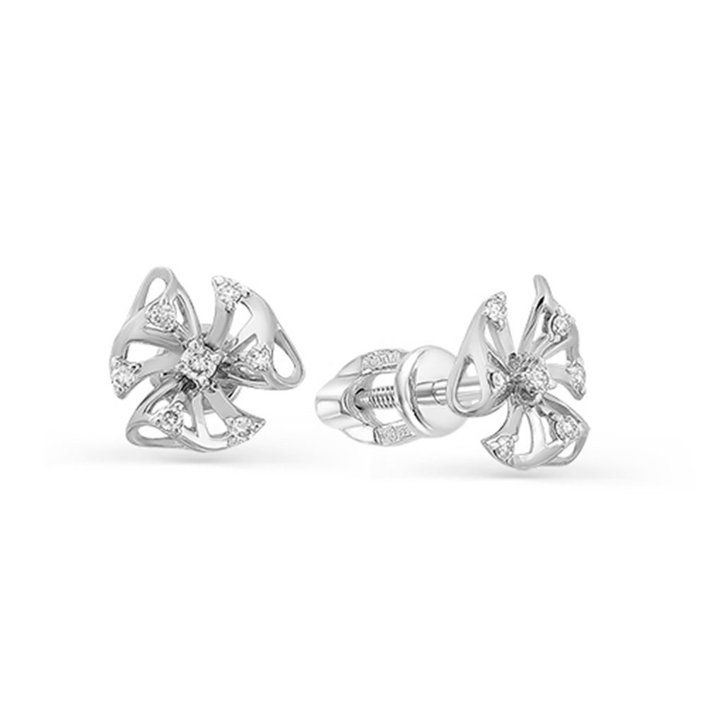 Cercei Pusete din aur alb cu pietre Diamant