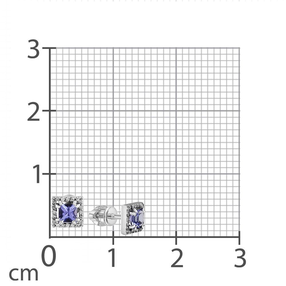 Cercei Pusete din aur alb cu pietre Diamant, Tanzanit