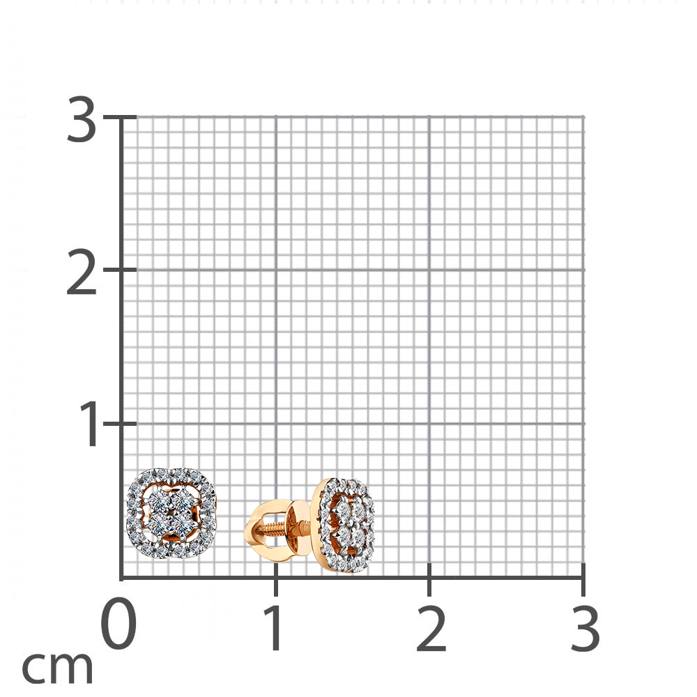 Cercei Pusete din aur roz cu pietre Diamant