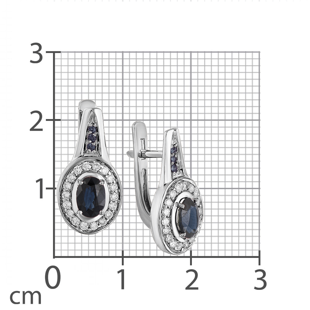 Cercei din aur alb cu pietre Diamant, Safir