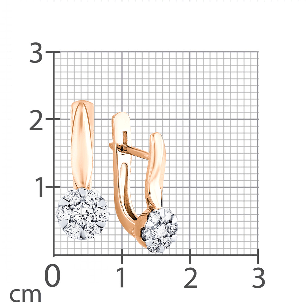 Cercei din aur roz cu pietre Diamant