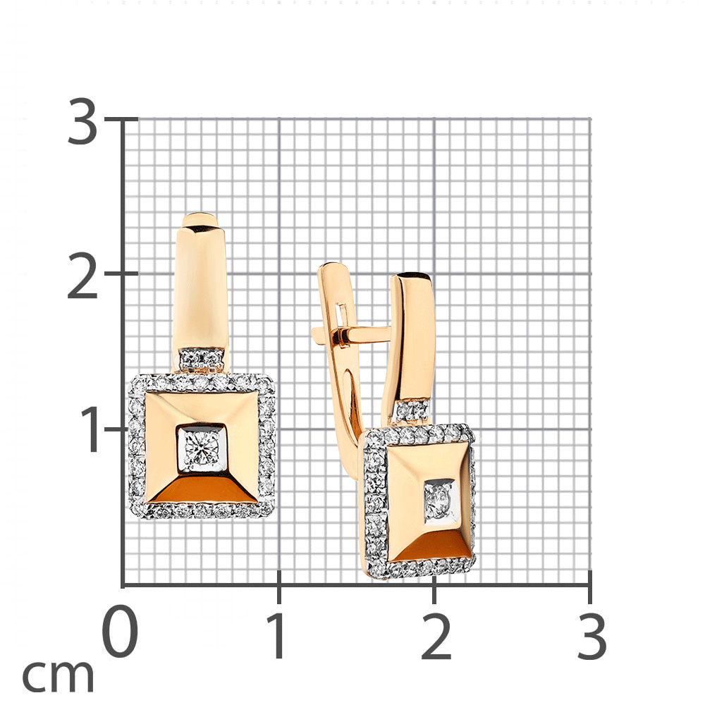 Cercei din aur roz cu pietre Diamant