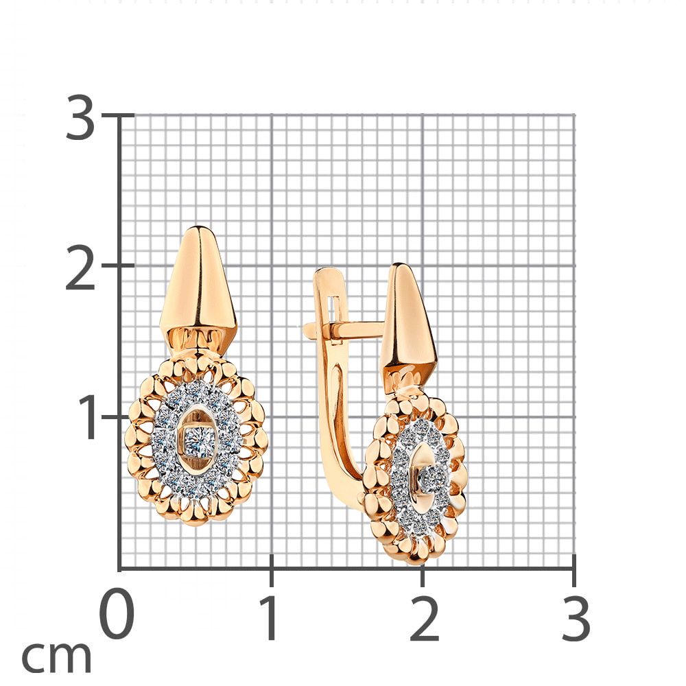 Cercei din aur roz cu pietre Diamant
