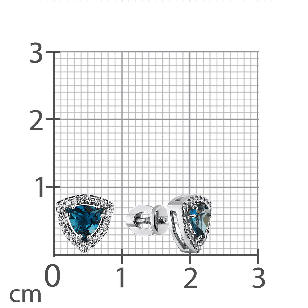 Cercei Pusete din aur alb cu pietre Diamant, Topaz London